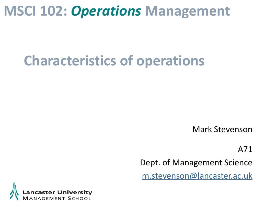 Operation management_Characteristics-of-Operations