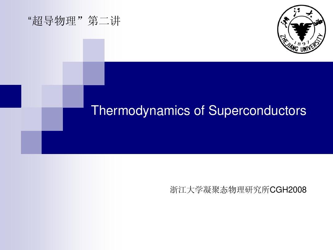 Ch2 Thermodynamics of Superconductors