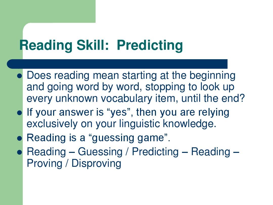 英语阅读课课件 predicting