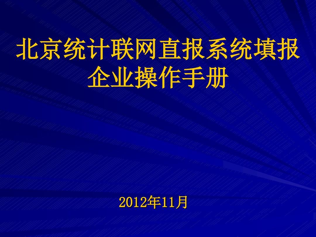 北京统计联网直报系统填报企业操作手册版