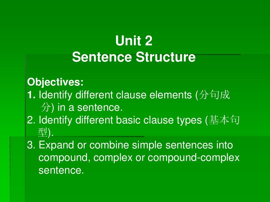 Unit 2 Sentence structure