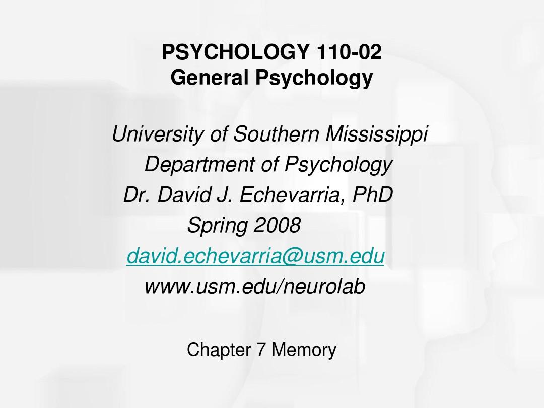 PSYCHOLOGY 110-02General Psychology