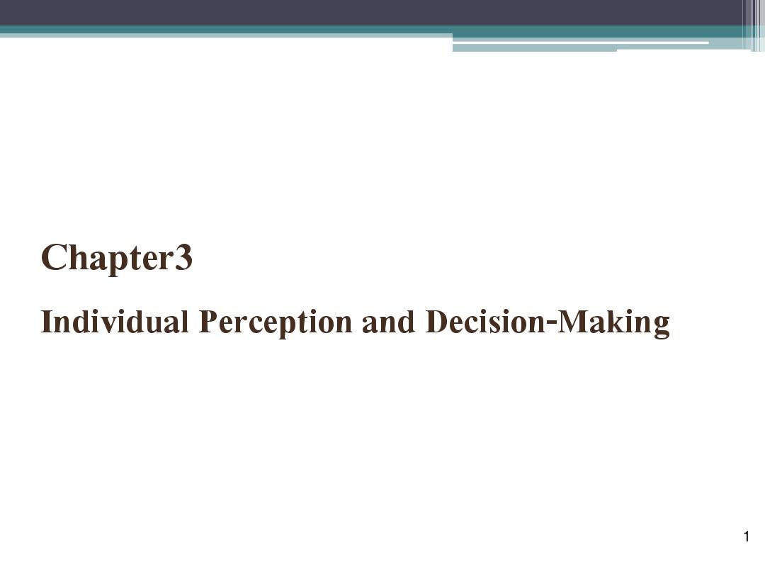 Chapter3 Individual Perception and Decision-Making
