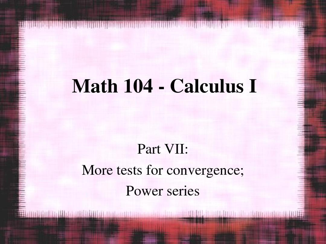 Math 104-Calculus I