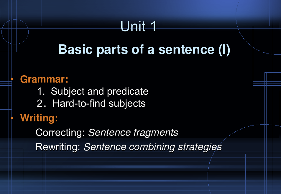 《大学英语语法》课件—01Basic parts of a sentence (I)