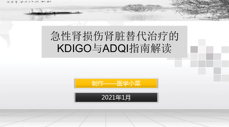 急性肾损伤肾脏替代治疗的KDIGO与ADQI指南解读
