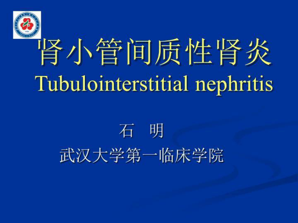 【精品】PPT课件  肾小管间质性肾炎 Tubulointerstitial nephritis