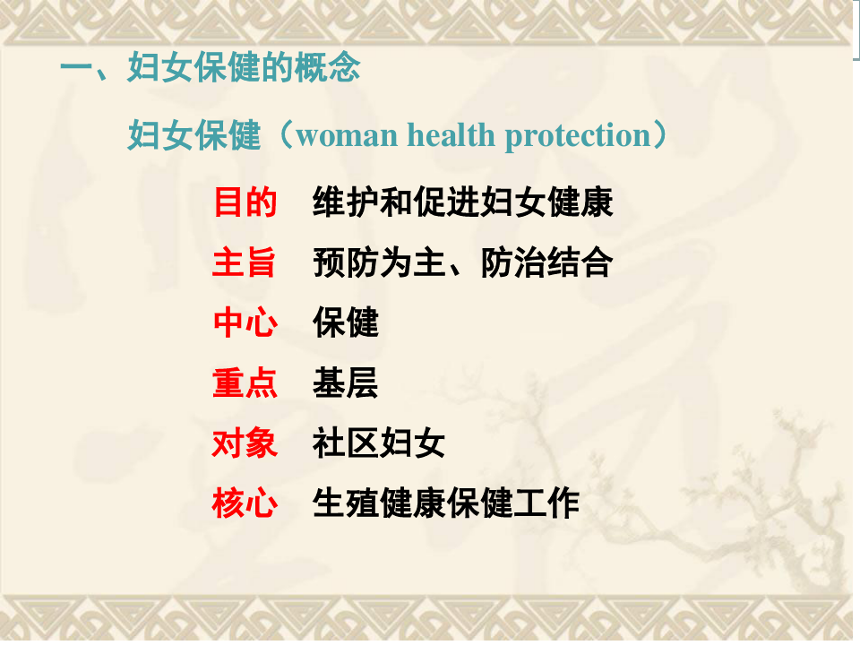社区妇女健康保健和护理培训课件