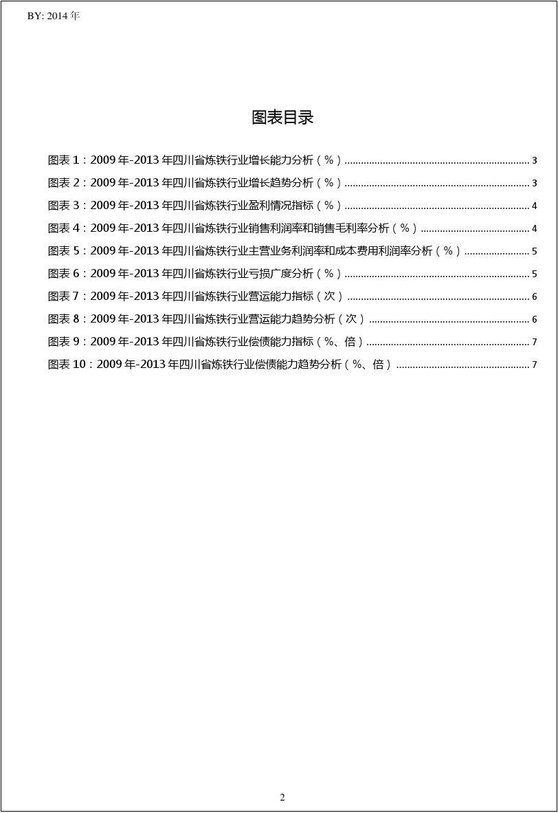 2009-2013年四川省炼铁行业经营状况分析年报