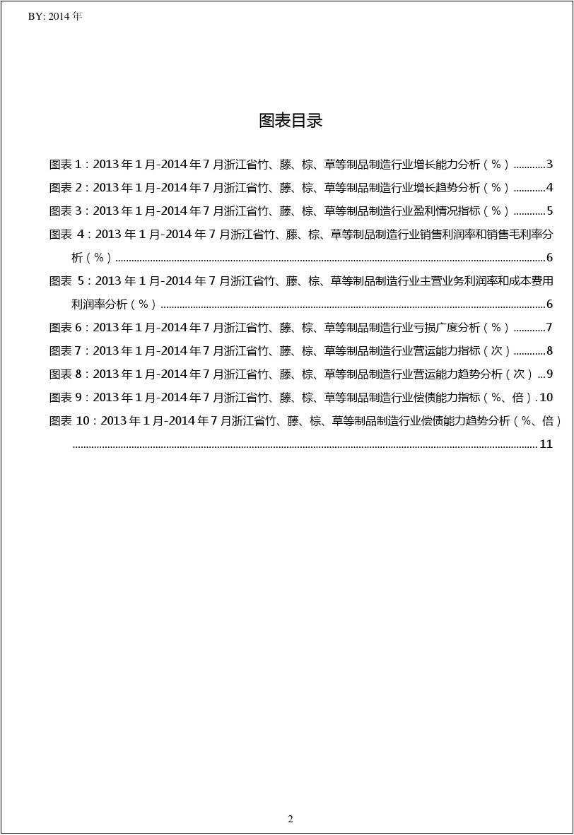 2013-2014年7月浙江省竹、藤、棕、草等制品制造行业经营状况月报
