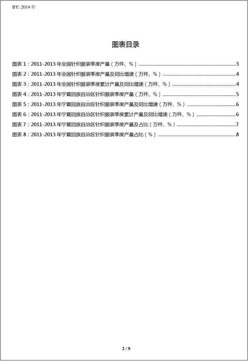 2011-2013年宁夏回族自治区及全国针织服装季度产量数据统计报告