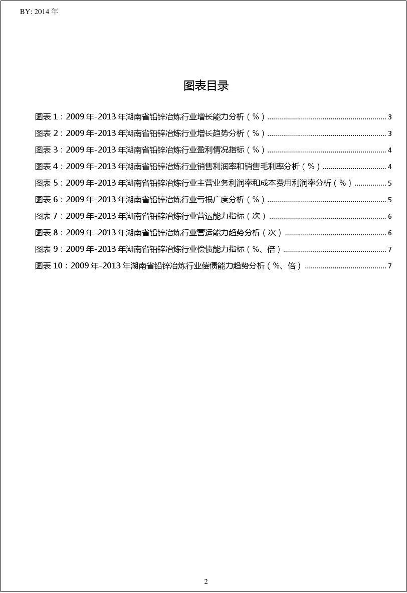 2009-2013年湖南省铅锌冶炼行业经营状况分析年报