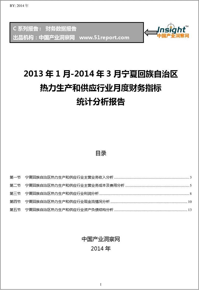 2013-2014年3月宁夏回族自治区热力生产和供应行业财务指标月报