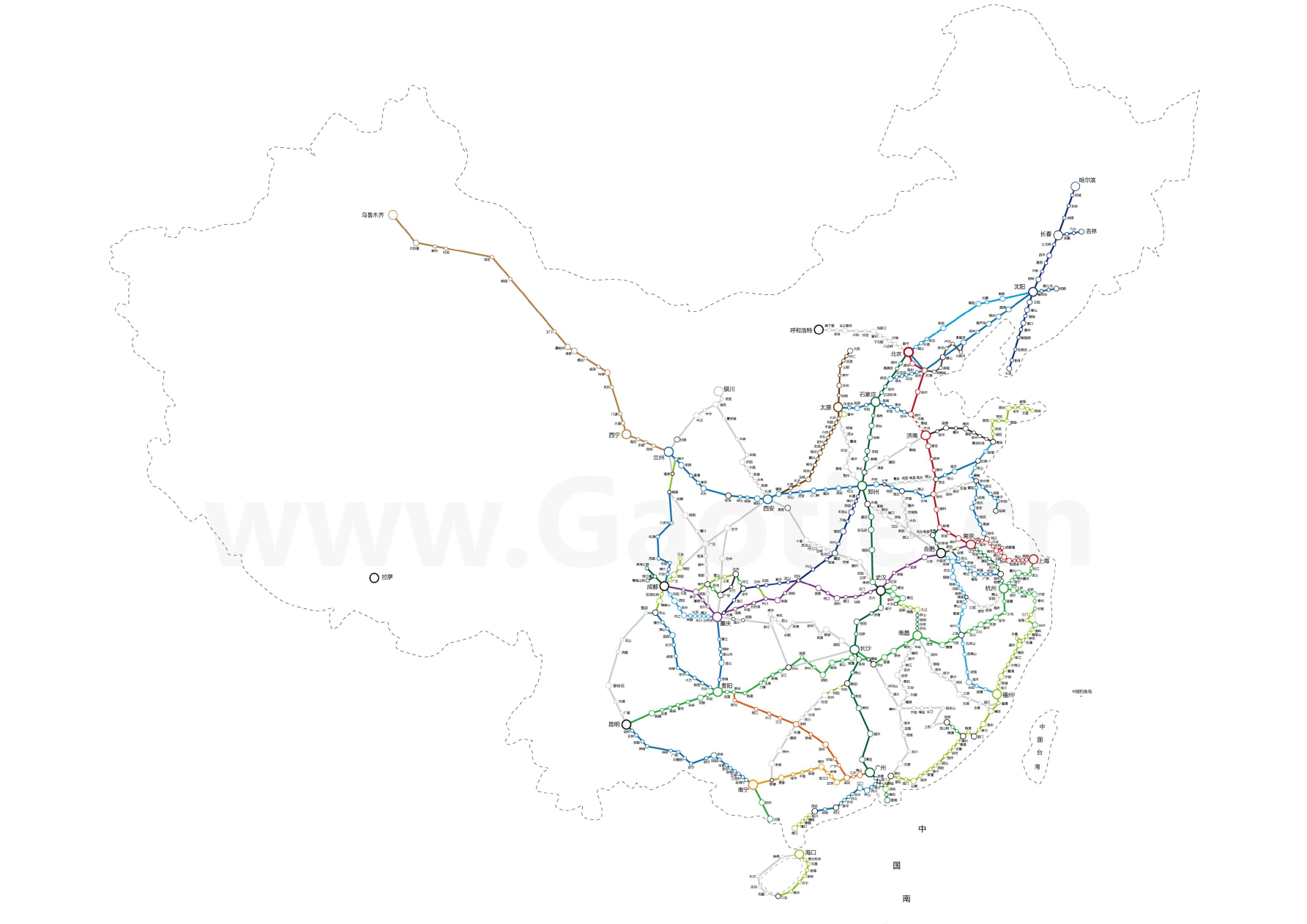 【2017最新高清】中国高铁运营线路图