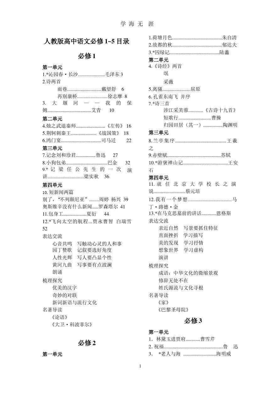 最新人教版高中语文目录(2020年整理).pptx