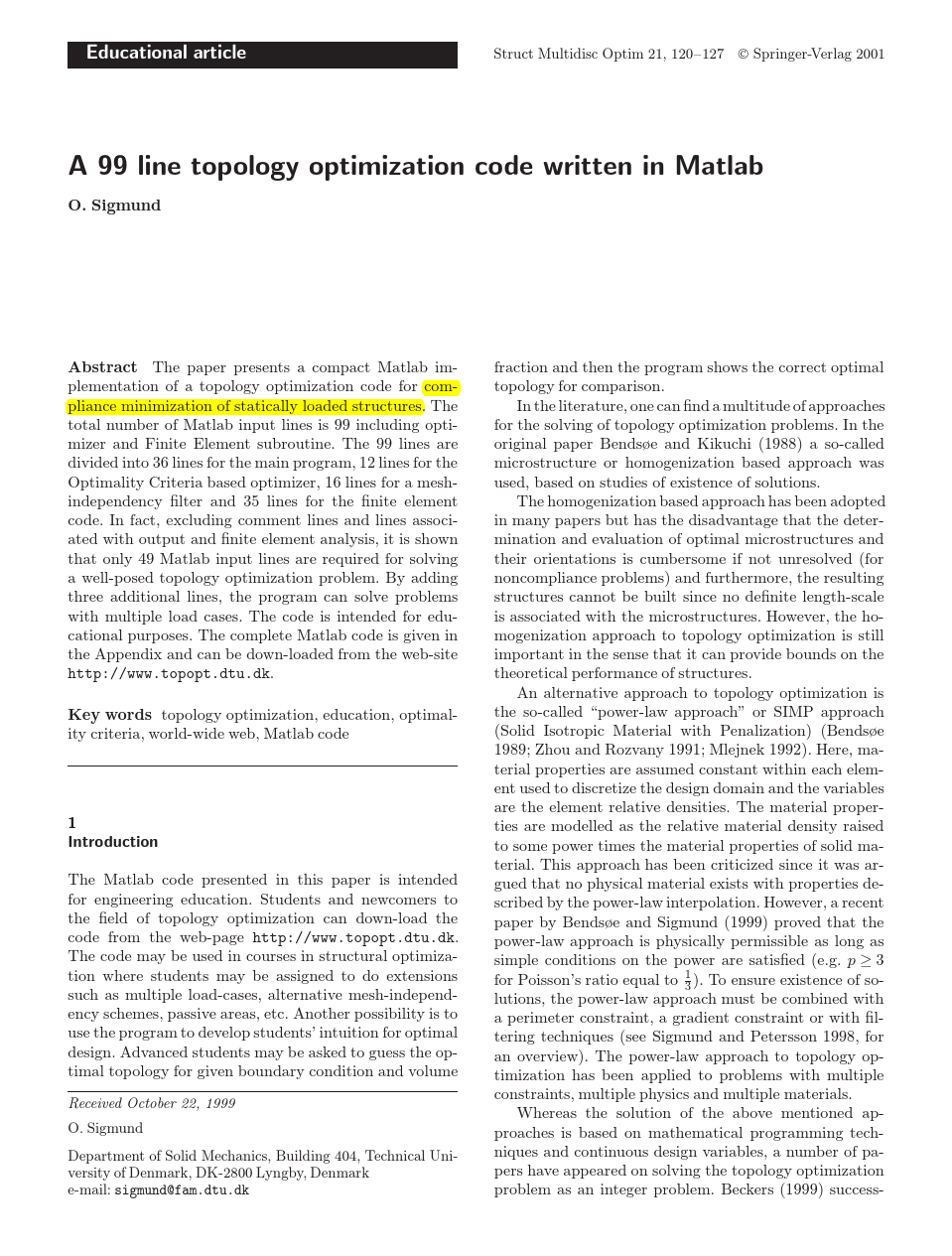 A_99_line_topology_optimization_code_written_in_Matlab