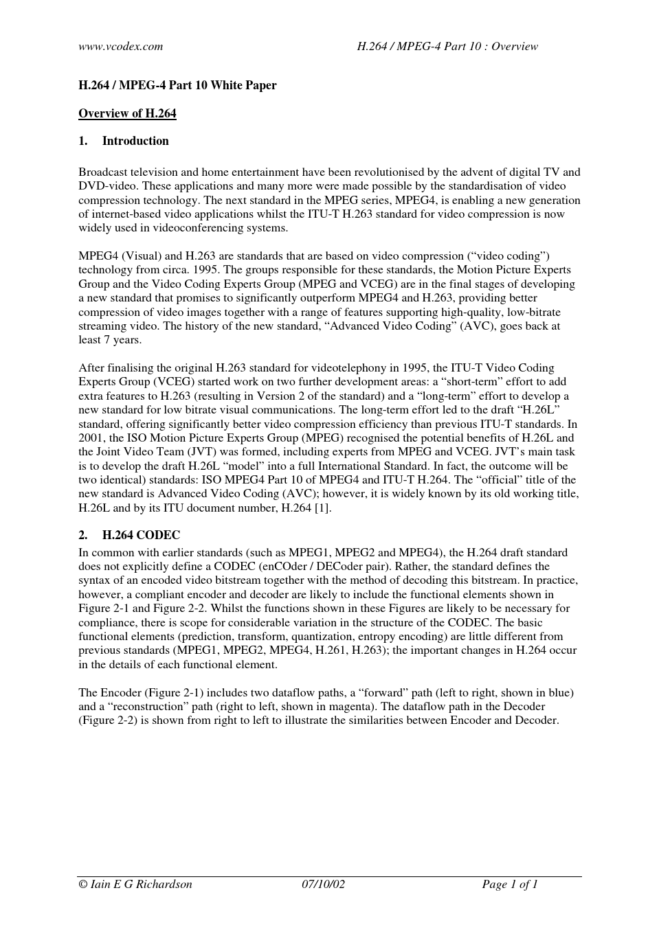 H.264_MPEG-4 Part 10 White Paper