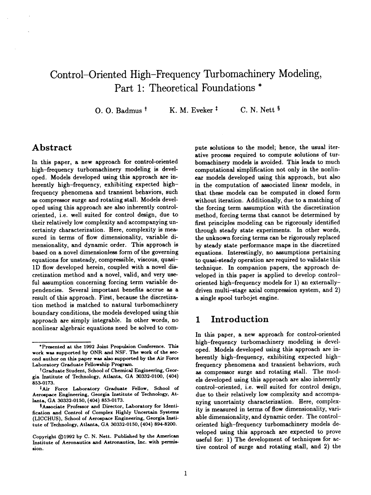 Control· Oriented High Frequency Turbomachinery Modeling