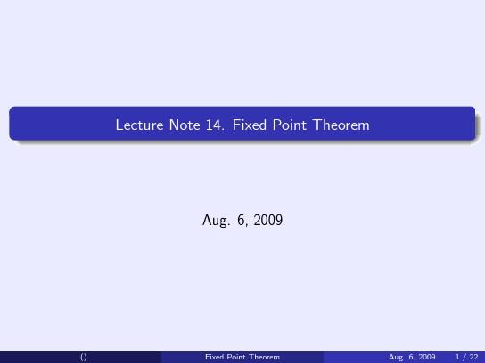 Fixed Point Theorem
