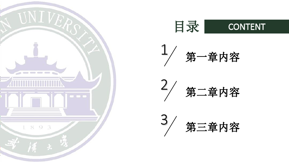 最新武汉大学校徽版PPT模板