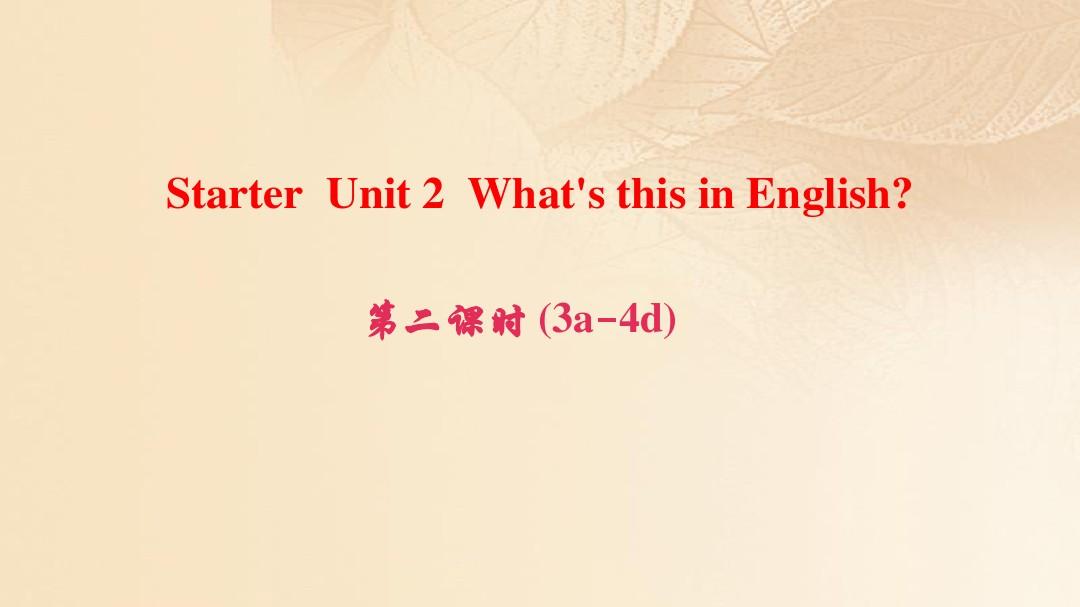 七年级英语上册StarterUnit2What’sthisinEnglish第2课时3a_4d课件新版人教新目标版