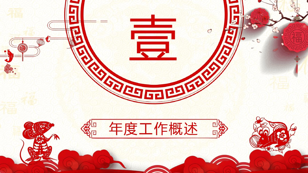 中国风剪纸风鼠年新年计划PPT模板说课材料