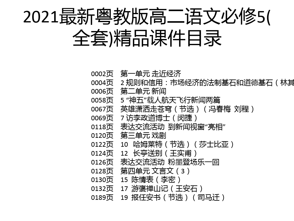 2021最新粤教版高二语文必修5(全套)精品课件