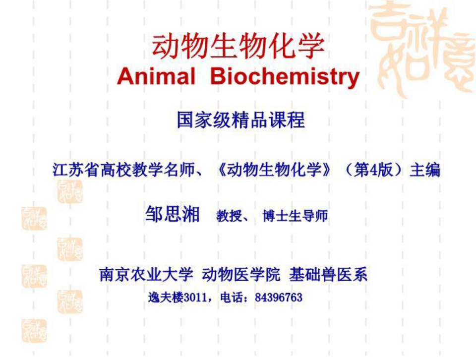 动物生物化学 PPT课件
