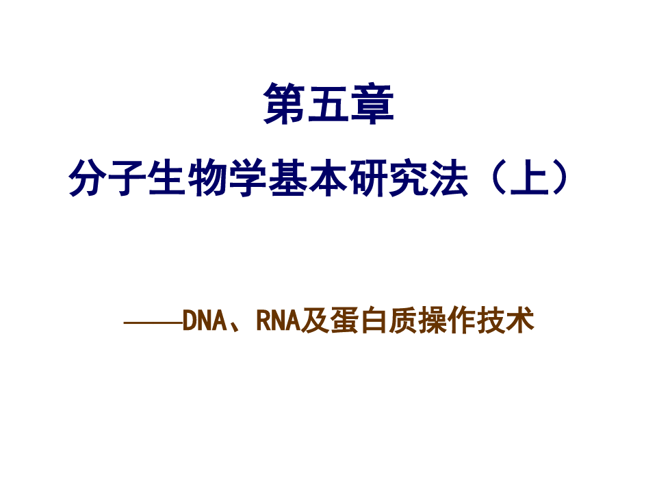 第五章分子生物学基本研究法(上)DNA、RNA及蛋白质操作技术