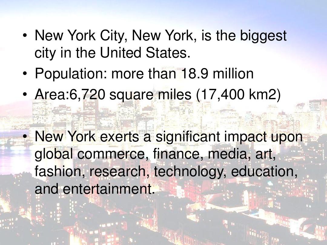 英语课件 介绍纽约 Introduction of newyork city..
