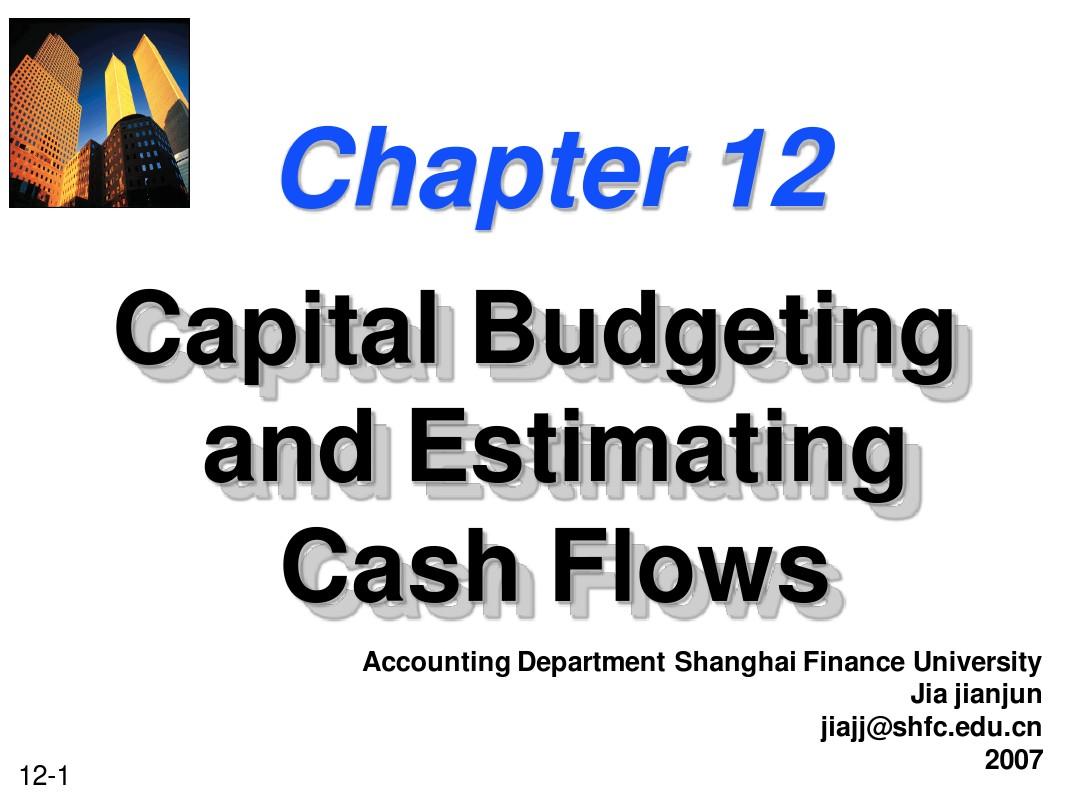 ch7 capital budgeting and estimation of cash flow