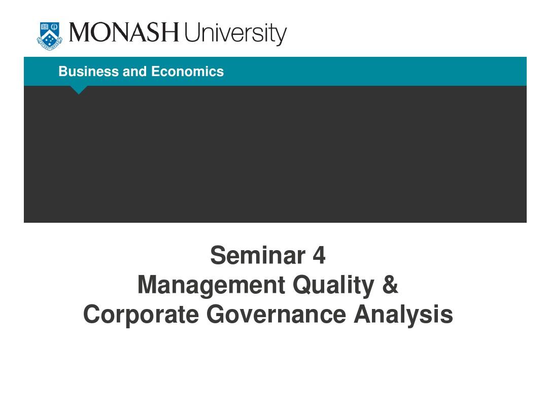 Seminar 4 Management Quality  Corporate Governance Analysis
