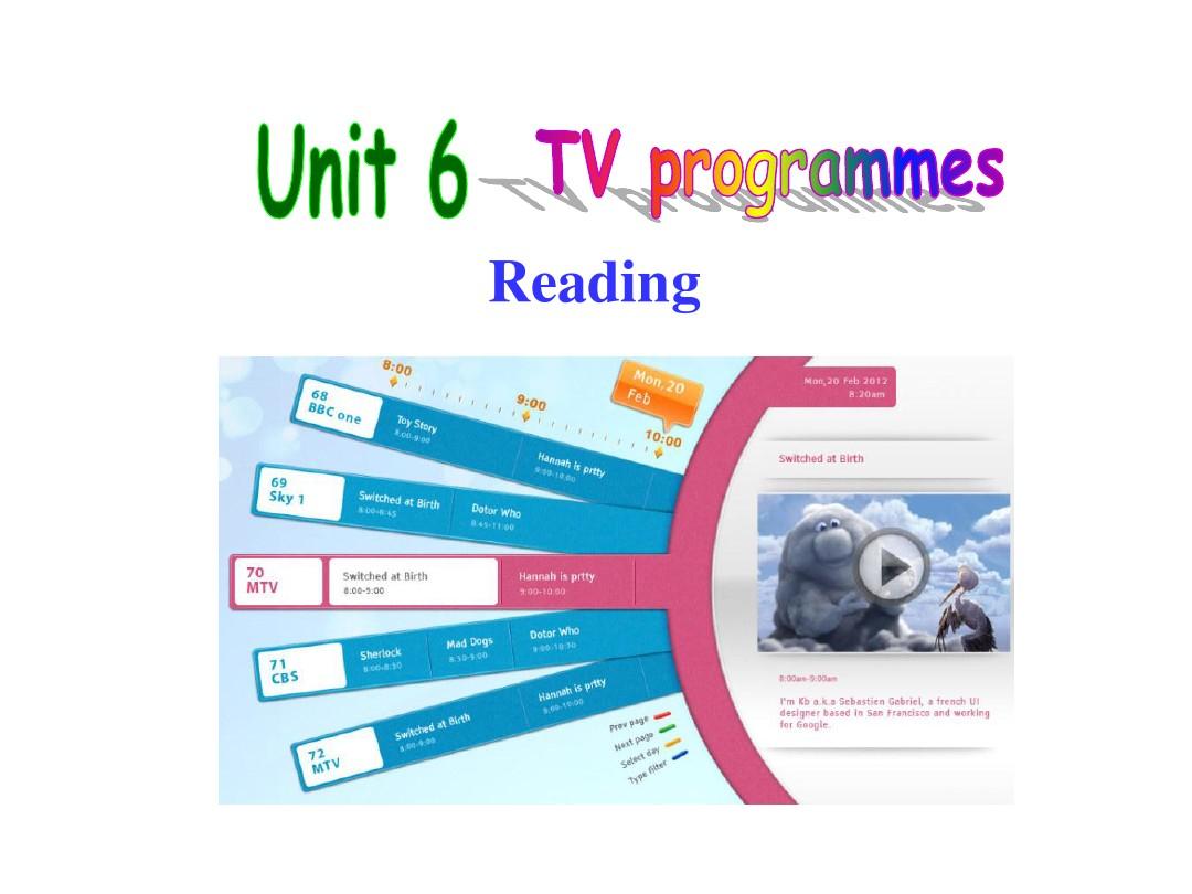 牛津译林版 初三英语九年级上册9A Unit6 TV programmes Reading1课件(43页)