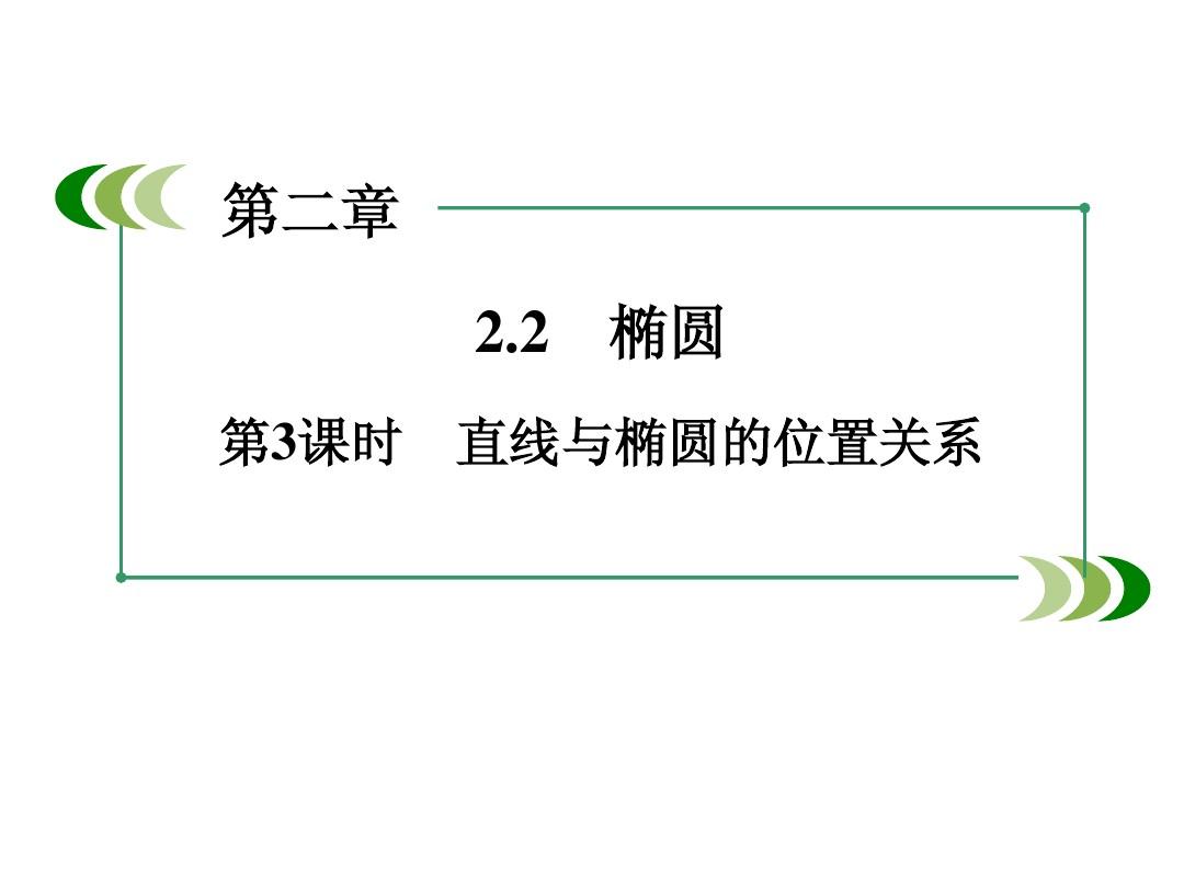 2.2.3直线与椭圆的位置关系 课件(人教A版选修2-1)[1]