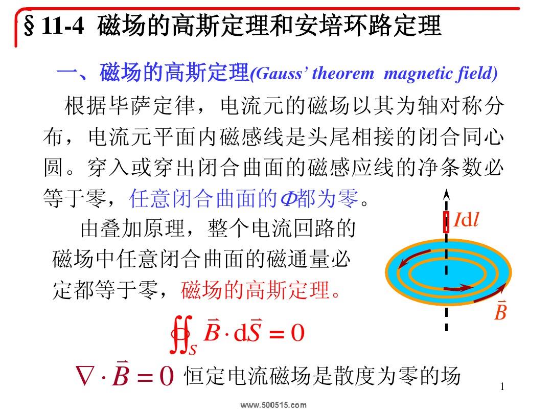 11-4磁场的高斯定理和安培环路定理