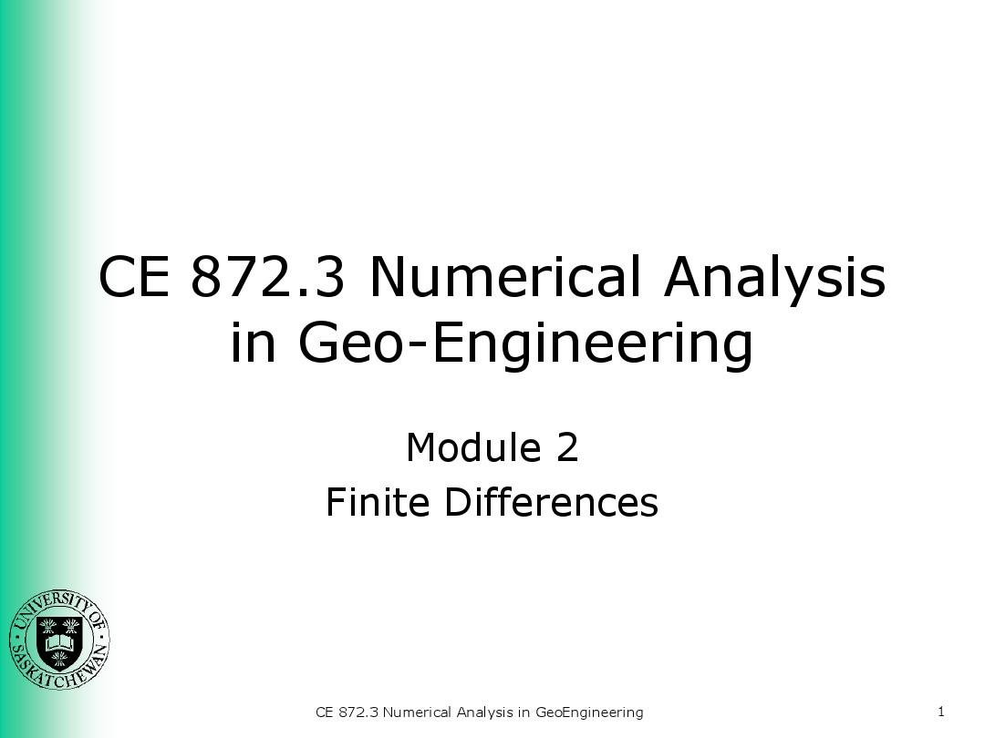 Numerical Analysis in Geo-Engineering