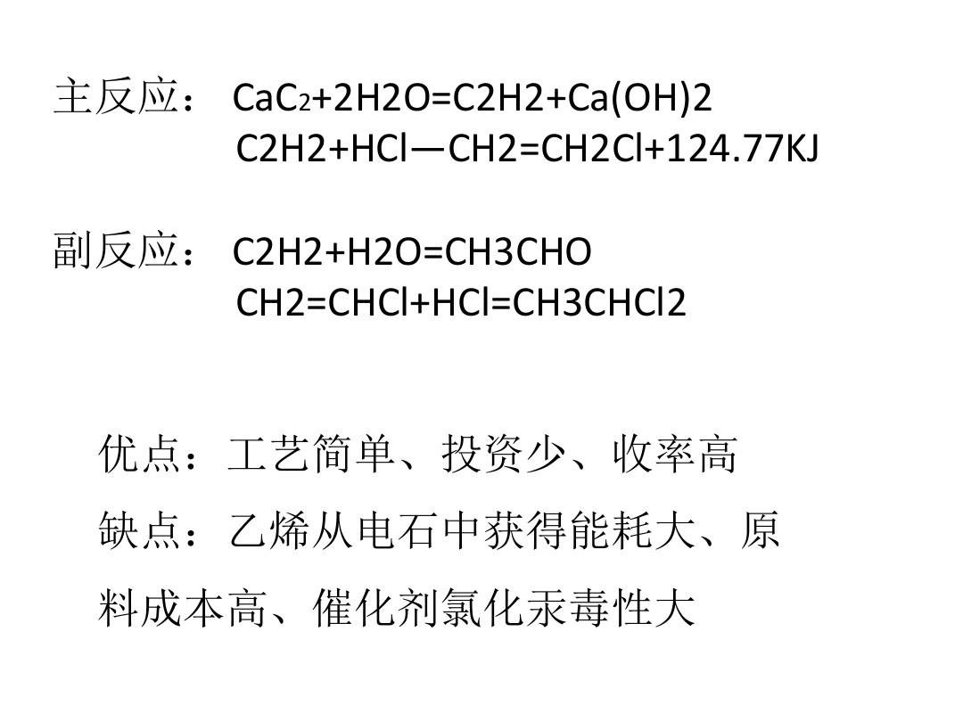 氯乙烯的生产催化剂和工艺条件