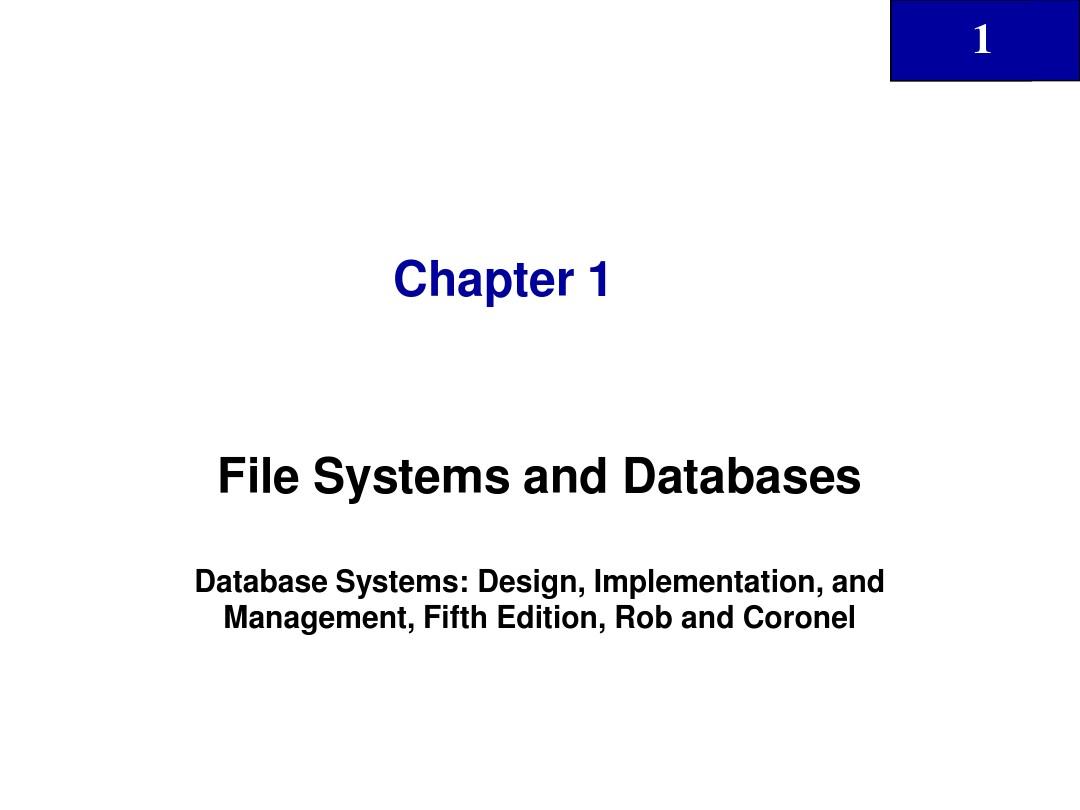 Chapter 1 File Systems and Databases