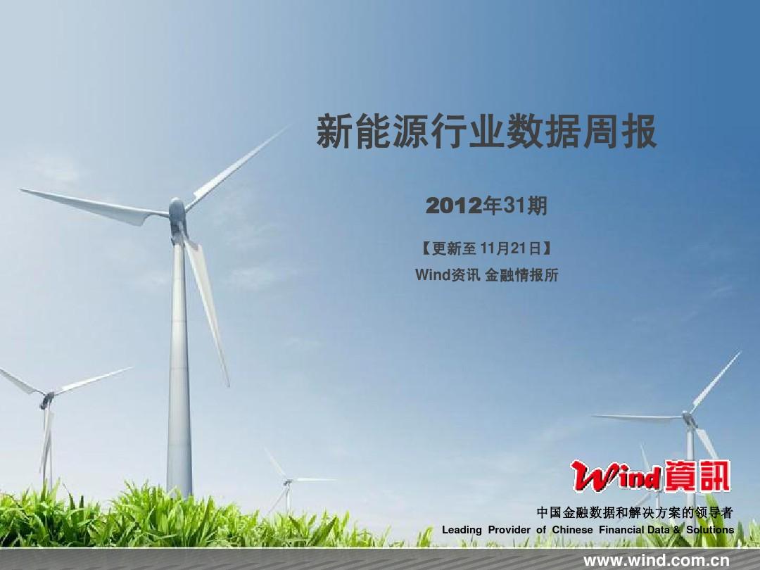 【Wind资讯】新能源行业数据周报(2012年31期)