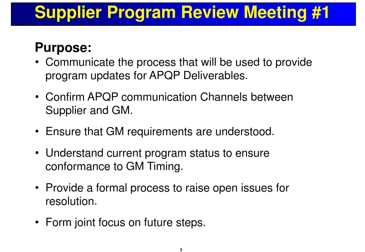 GM1927-15APQP Program Review