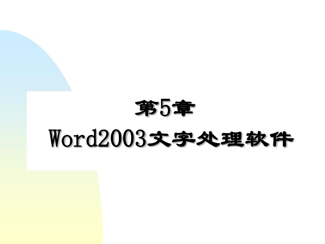 Word2003文字处理软件