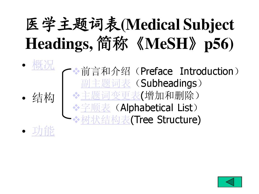医学主题词表(Medical Subject Headings,