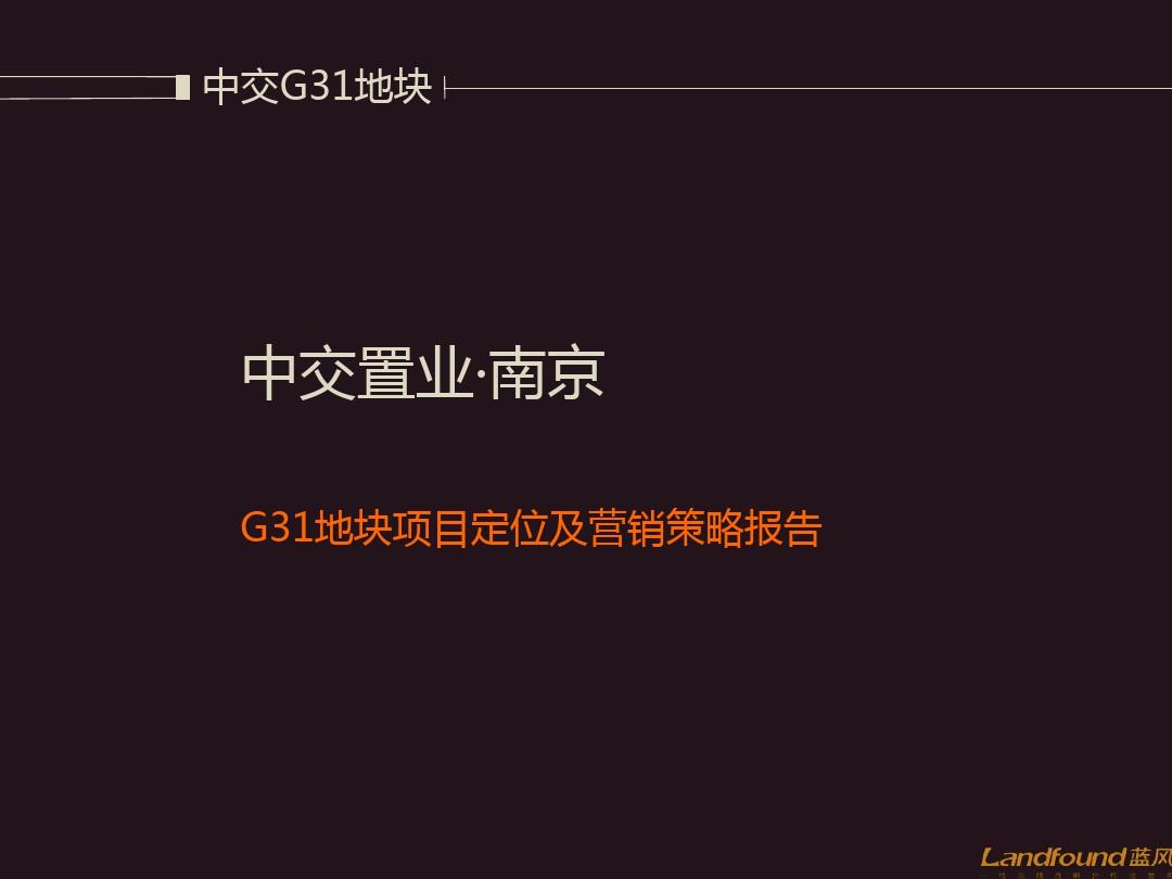 中交置业·南京G31地块项目定位及营销策略报告