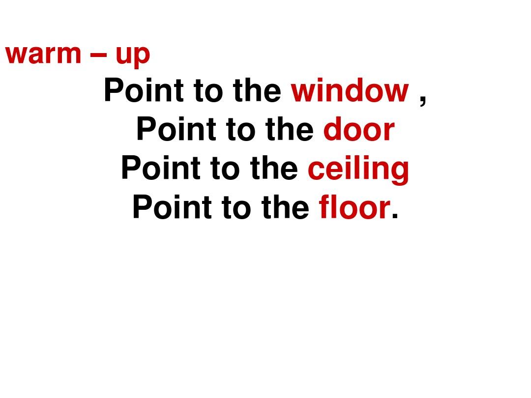 外研版英语(一起)一年级上册Module 3 Unit 2 Point to the window 课件