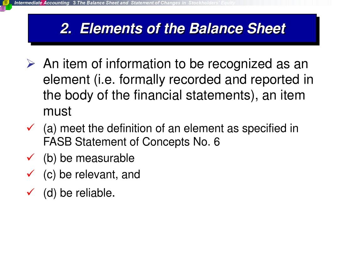 Chapter 3 The Balance Sheet and  Statement of Changes in  Stockholders’ Equity