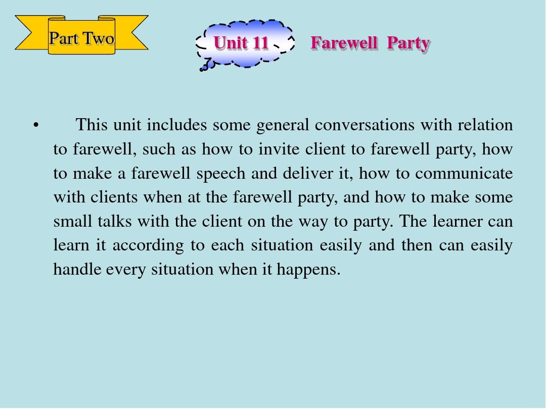 商务英语口译Unit 11 Farewell  Party 