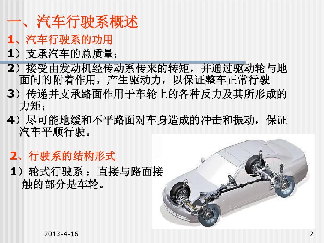 汽车构造(下)汽车行驶系统  汽车行驶系统的概述及车架