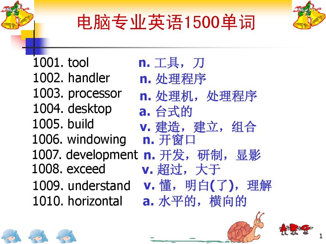 常用电脑专业英语1500词(1001-1200)