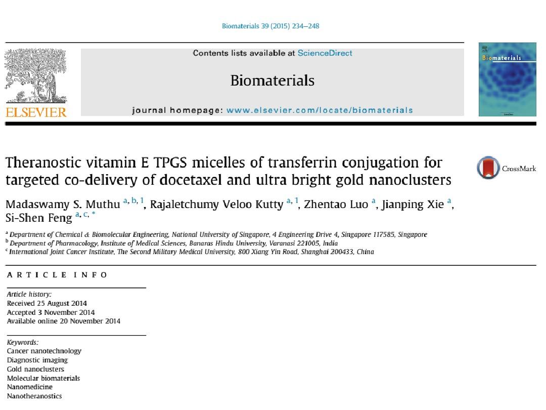 Theranostic vitamin E TPGS micelles of transferrin conjugation for targeted co-delovery of docetaxel
