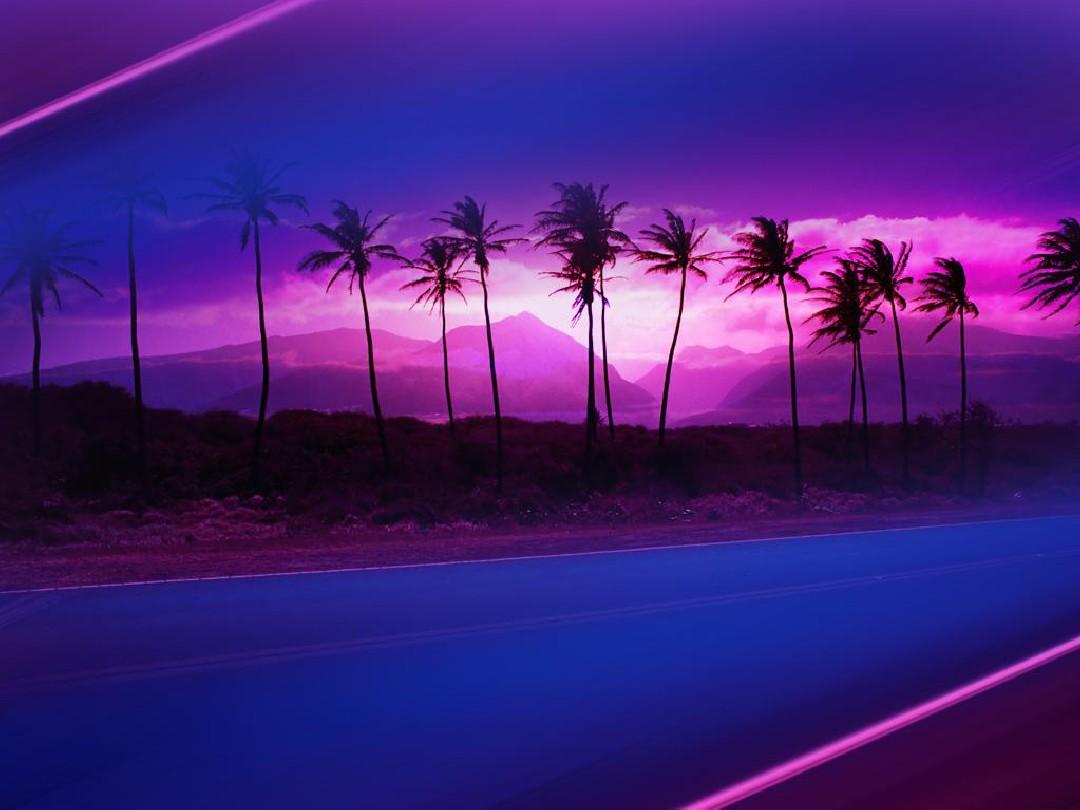 紫色海边风景PPT商务模板